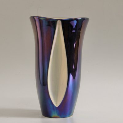 French Blue & Beige Ceramic Vase from Verceram, 1960s-SY-1179215