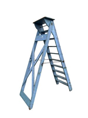 French Blue Painted Step Ladder, 1940s-WZZ-1754461