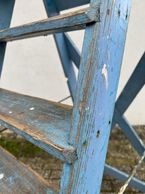 French Blue Painted Step Ladder, 1940s-WZZ-1754461