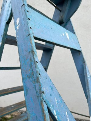 French Blue Painted Step Ladder, 1940s-WZZ-1754461