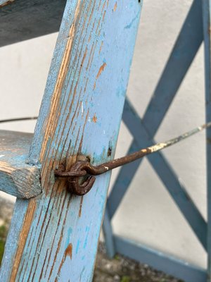 French Blue Painted Step Ladder, 1940s-WZZ-1754461