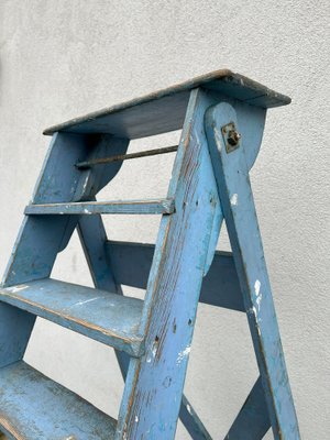 French Blue Painted Step Ladder, 1940s-WZZ-1754461