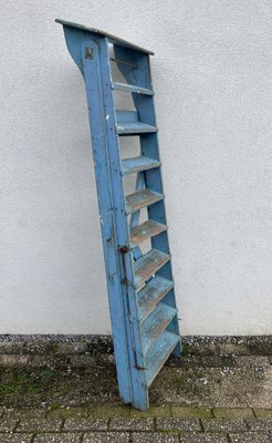 French Blue Painted Step Ladder, 1940s-WZZ-1754461