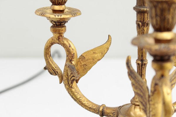 French Bouillotte Table Lamp with Swans, 1910s-DUM-1755795