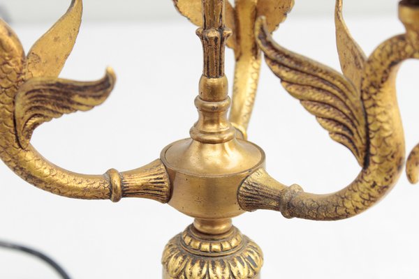 French Bouillotte Table Lamp with Swans, 1910s-DUM-1755795