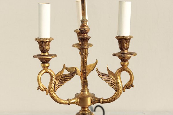 French Bouillotte Table Lamp with Swans, 1910s-DUM-1755795