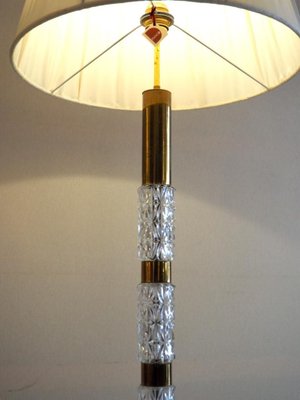 French Brass and Glass Floor Lamp, 1940s-TKR-798231