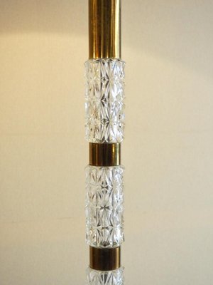 French Brass and Glass Floor Lamp, 1940s-TKR-798231