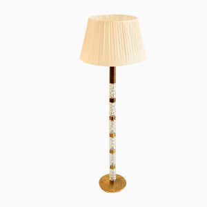 French Brass and Glass Floor Lamp, 1940s-TKR-798231