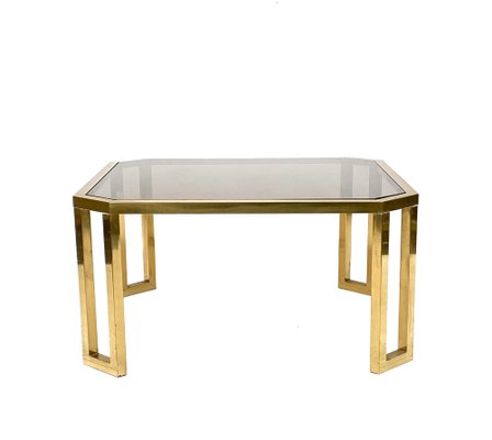 French Brass and Glass Octagonal Tables from Maison Jansen, 1970s-JDR-1126191