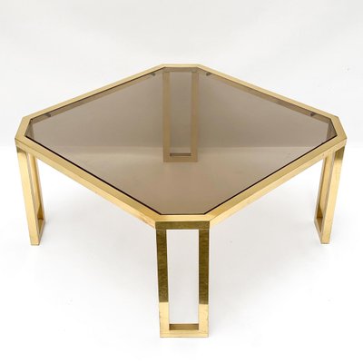 French Brass and Glass Octagonal Tables from Maison Jansen, 1970s-JDR-1126191