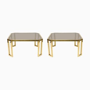 French Brass and Glass Octagonal Tables from Maison Jansen, 1970s-JDR-1126191