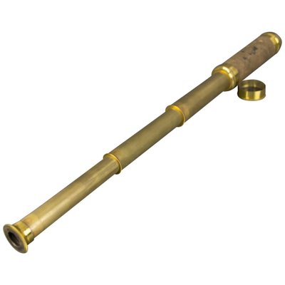 French Brass and Leather Three Draw Telescope, Late 19th Century-KEG-1086487