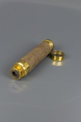 French Brass and Leather Three Draw Telescope, Late 19th Century-KEG-1086487