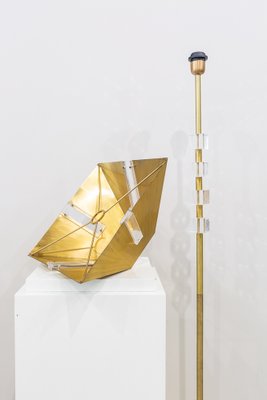 French Brass and Methacrylate Floor Lamp, 1980s-UJE-1401233