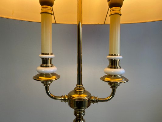 French Brass and Porcelain Bouillotte Floor Lamp-WZZ-1175274