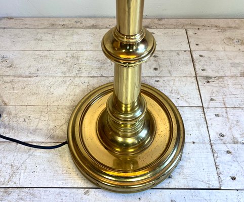 French Brass and Porcelain Bouillotte Floor Lamp-WZZ-1175274