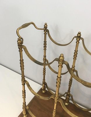 French Brass and Wood Bottles Holder, 1960-BA-658254