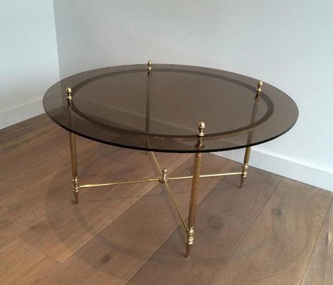 French Brass Coffee Table by Maison Bagués, 1970s-BA-658627