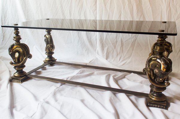 French Brass Coffee Table from Maison Charles, 1970s-MSC-547962