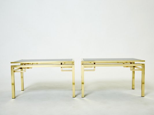 French Brass End Tables by Guy Lefevre for Maison Jansen, 1970s, Set of 2-YJA-1122108