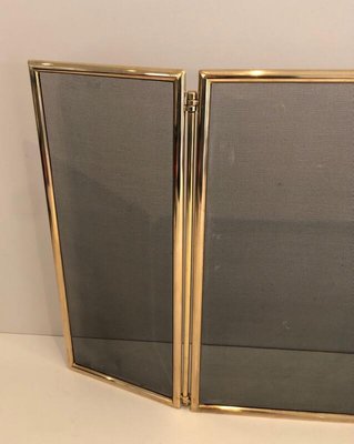 French Brass Folding Fireplace Screen, 1970s-BA-914581