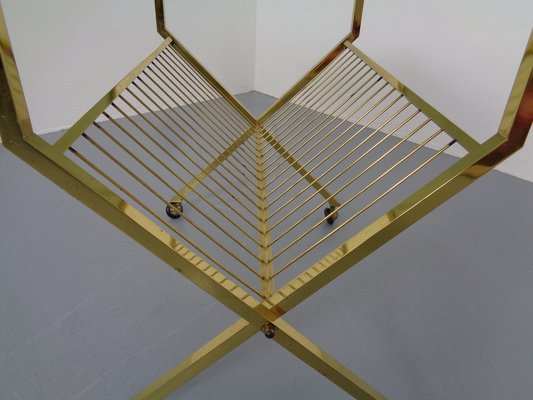 French Brass & Glass Cart with Magazine Rack, 1960s-RDW-1027413