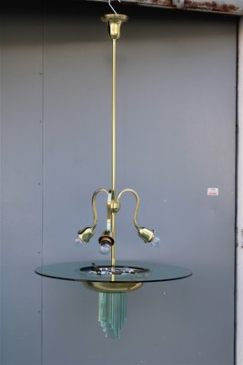 French Brass & Glass Ceiling Lamp by Jean Perzel, 1940s-EH-883149