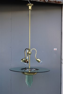 French Brass & Glass Ceiling Lamp by Jean Perzel, 1940s-EH-883149