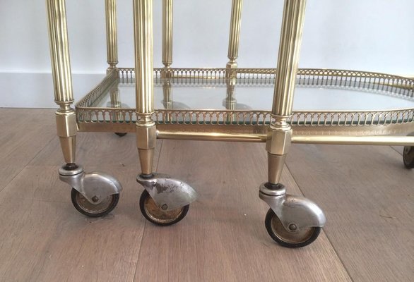 French Brass Nesting Drinks Trolleys with Removable Trays by Maison Bagués, 1940s, Set of 3-BA-714903