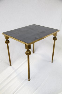 French Brass Nesting Tables with Mirrored Tops, 1950s, Set of 3-BHG-1048618