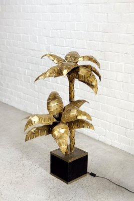 French Brass Palm Tree Floor or Side Lamp attributed to Maison Jansen, 1970s-WUY-1813571