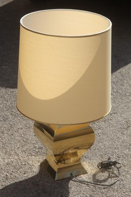 French Brass Shantung Table Lamp, 1970s-EH-540903