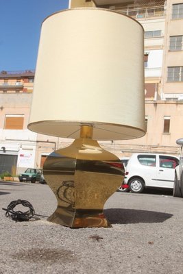 French Brass Shantung Table Lamp, 1970s-EH-540903