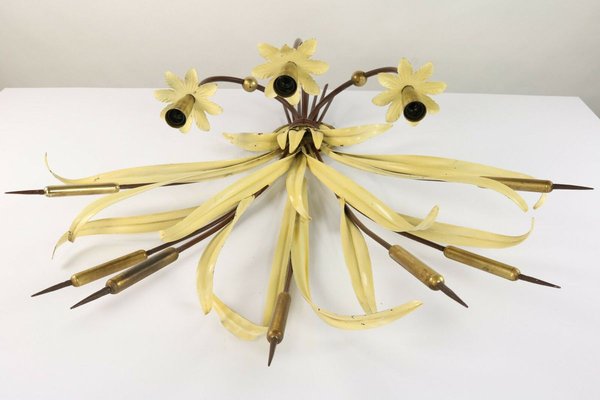 French Brass & Steel Bulrush Wall Sconce from Maison Baguès, 1950s-FUP-902368