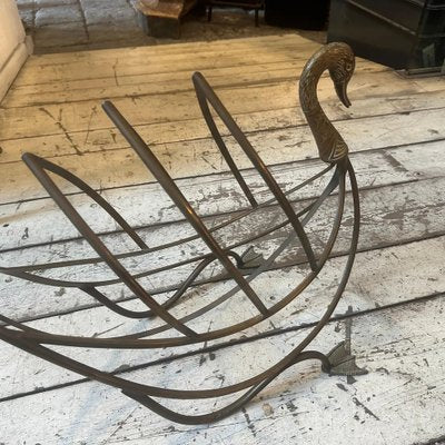 French Brass Swan Magazine Rack by Mason Jansen, 1960s-NMK-1773681