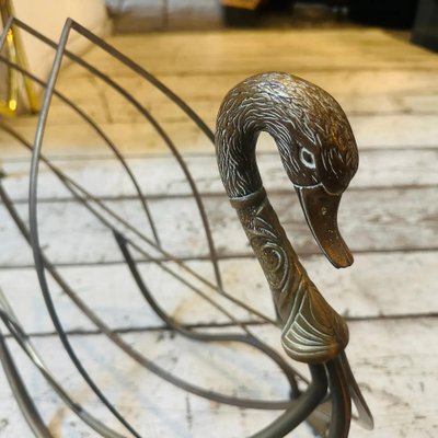 French Brass Swan Magazine Rack by Mason Jansen, 1960s-NMK-1773681