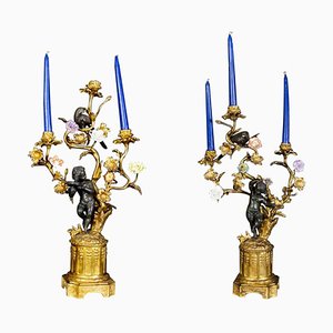 French Bronze and Gilt Bronze Candelabras, 1870s, Set of 2-MBH-1698458