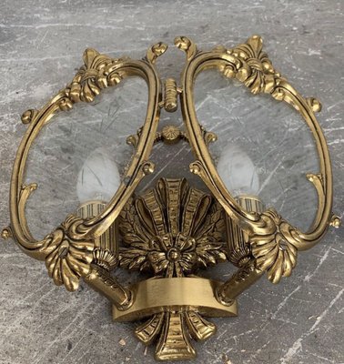 French Bronze and Glass Sconces, 1920s, Set of 3-NOU-715129