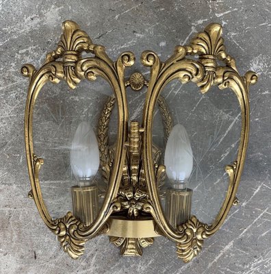 French Bronze and Glass Sconces, 1920s, Set of 3-NOU-715129