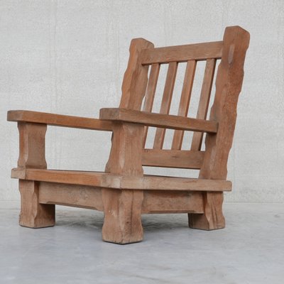 French Brutalist Oak Chunky Armchairs, Set of 2-JRP-1057664