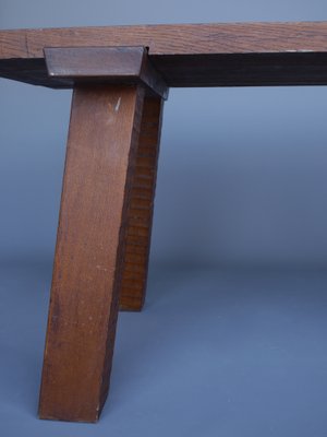 French Brutalist Peg Table in Oak-MB-1194002