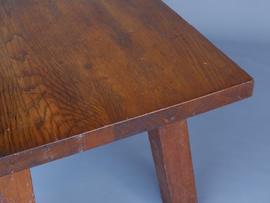 French Brutalist Peg Table in Oak-MB-1194002