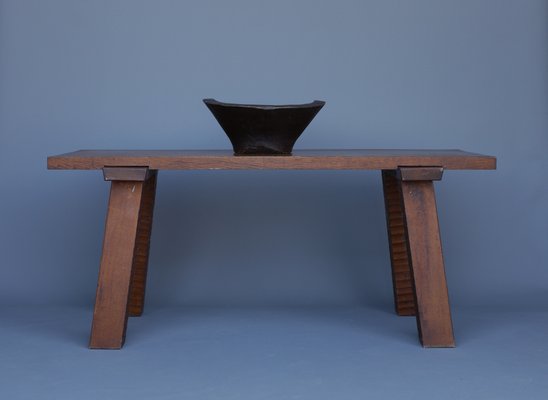 French Brutalist Peg Table in Oak-MB-1194002