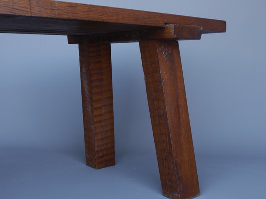 French Brutalist Peg Table in Oak-MB-1194002