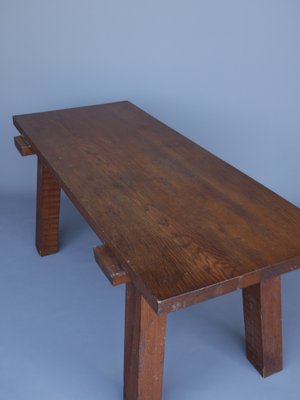 French Brutalist Peg Table in Oak-MB-1194002