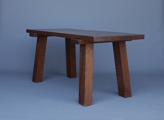 French Brutalist Peg Table in Oak-MB-1194002