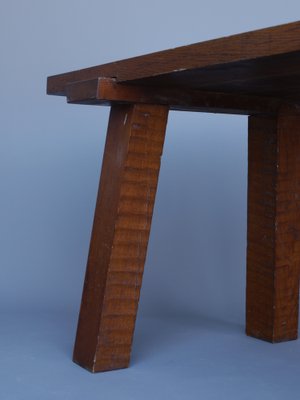 French Brutalist Peg Table in Oak-MB-1194002