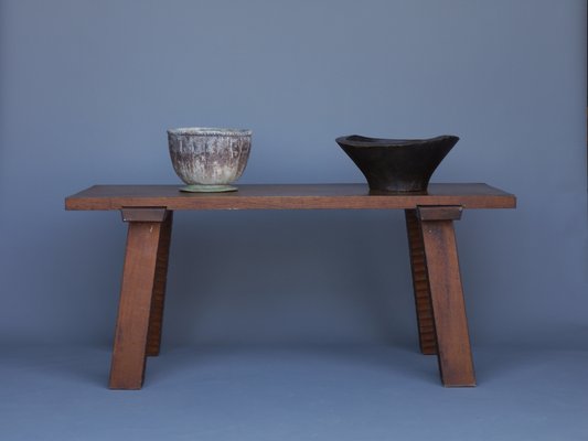 French Brutalist Peg Table in Oak-MB-1194002