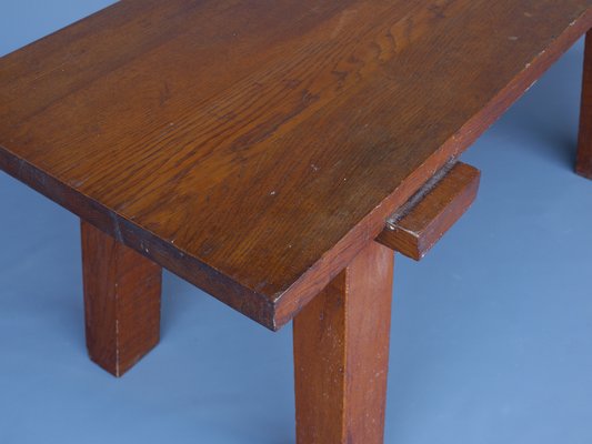 French Brutalist Peg Table in Oak-MB-1194002